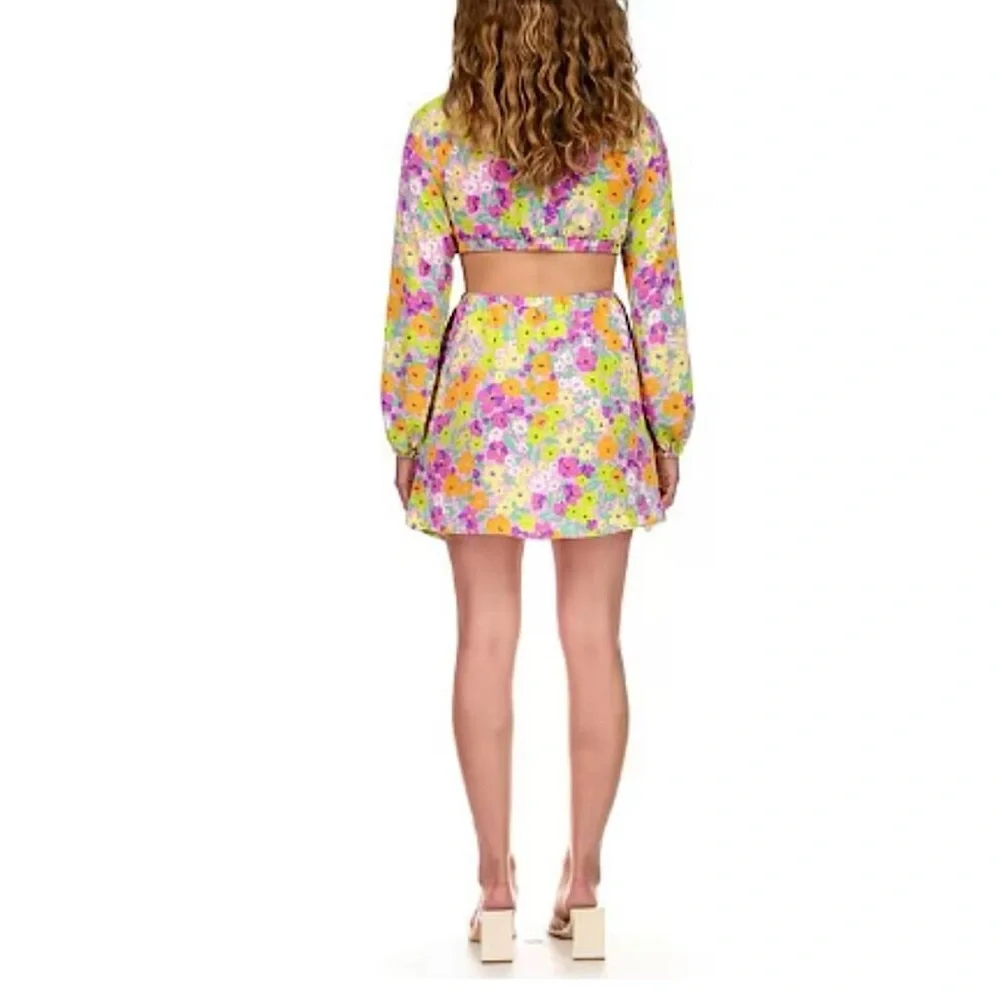 Sanctuary Fresh Garden Vibrant Floral Cutout Mini Dress XS Summer Easter Spring - Picture 5 of 15